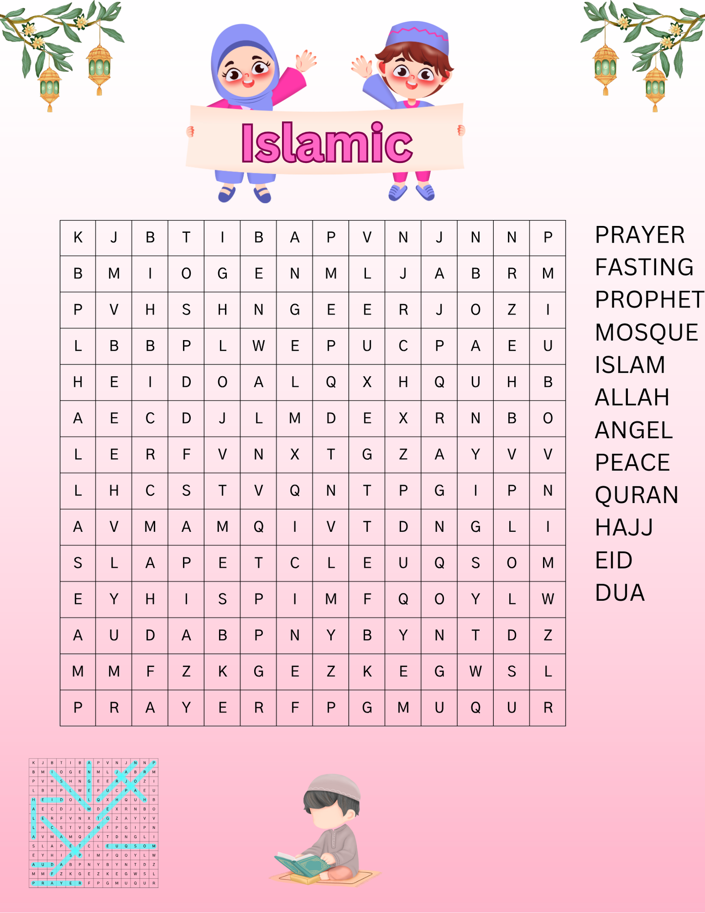 13 Pages NoorMuslimah Kids Word Search Quran Tracker @ Salah Tracker